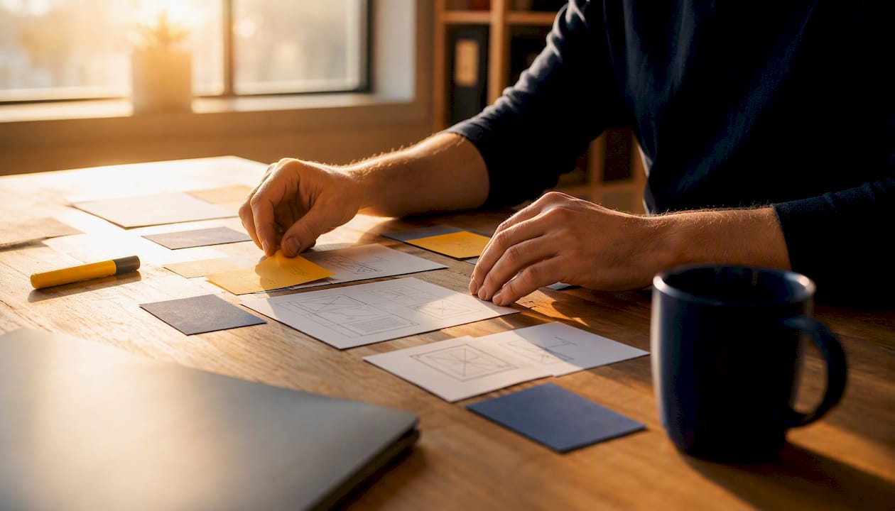 1785991022662_Hands-arranging-ecommerce-SEO-planning-cards Hands arranging ecommerce SEO planning cards