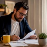 Business owner reviewing feedback notes