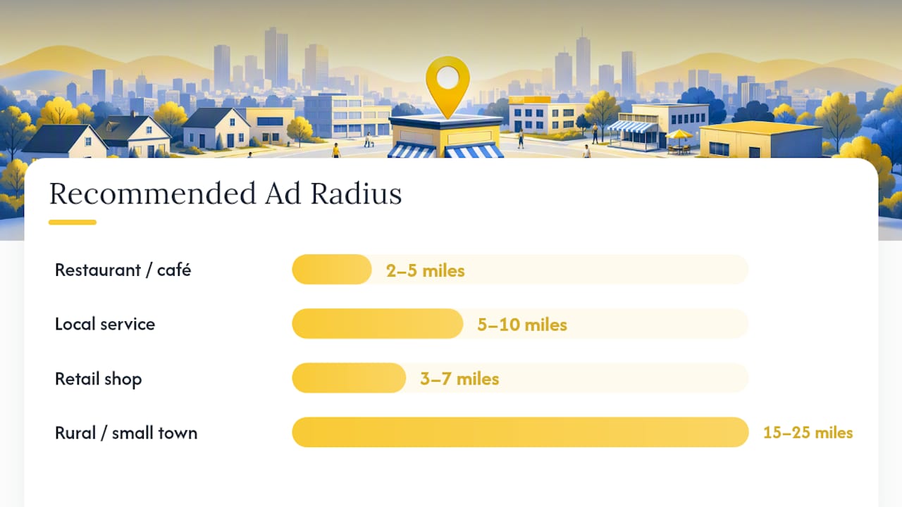 Diagram of advertising radius recommendations by business type