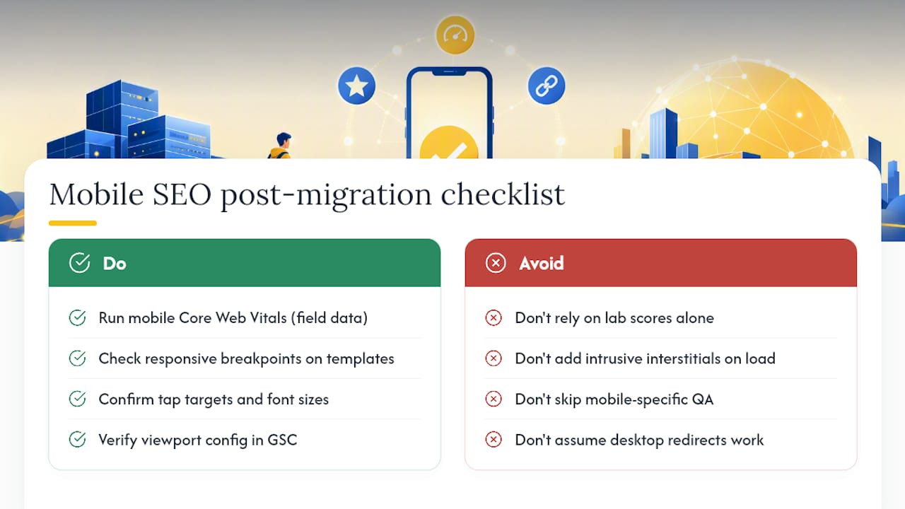 Mobile SEO and Page Experience Checks Post-Migration — overview diagram