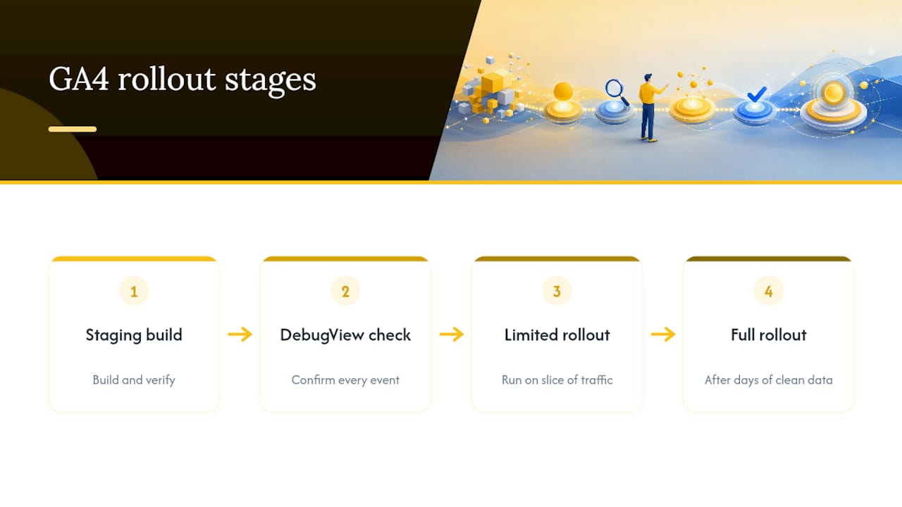 Four-stage GA4 verification rollout process